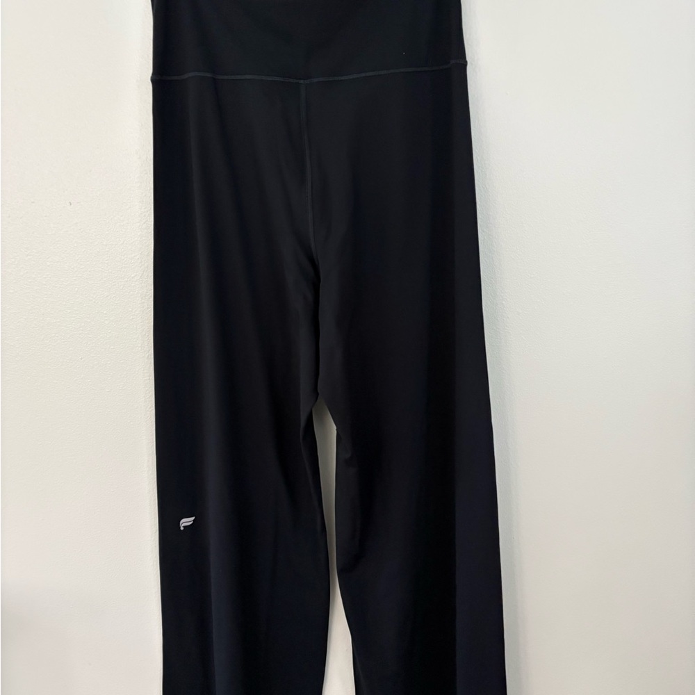Black High-Waist or Fold-over Wide-Leg Active Pants